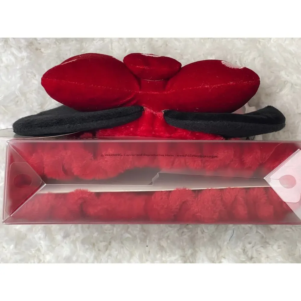 The Creme Shop Minnie Mouse 3D Teddy Spa Headband Plushie Bow Hairband Red Black